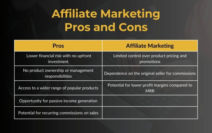 Affiliate Marketing Pros and Cons